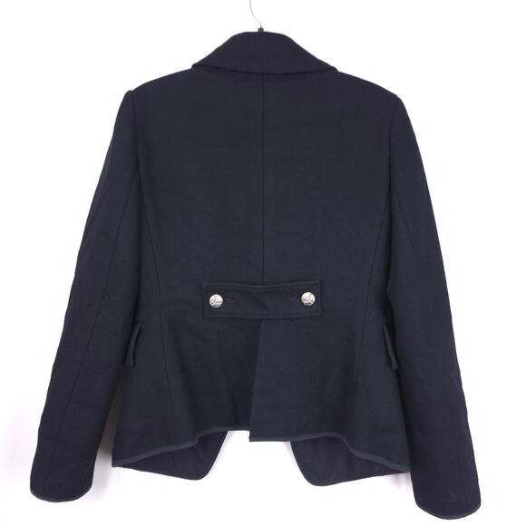 Italian Designer Hache Black 100% Virgin Wool Double Breasted Coat, Size EU 44 - Picture 3 of 8